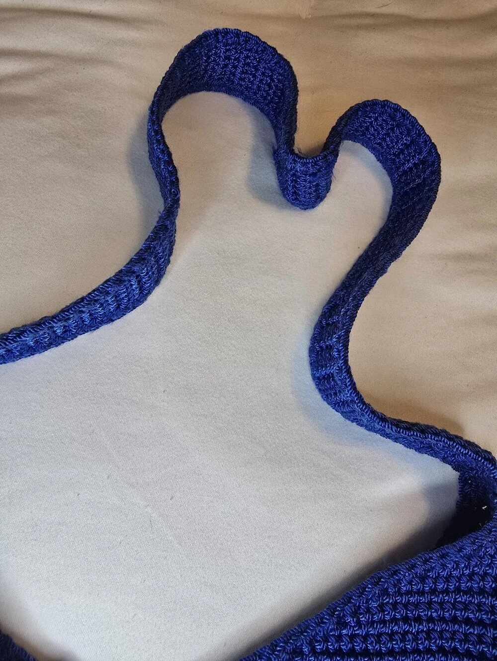 Vintage Jacqueline Ferrar Royal Blue Crochet Shoulder Bag Boho Hobo Tote